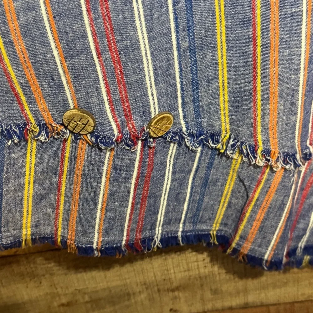 🌻 Ali Miles Linen Blend Striped Asymmetrical Hem Top size 1X *read* - Picture 4 of 11